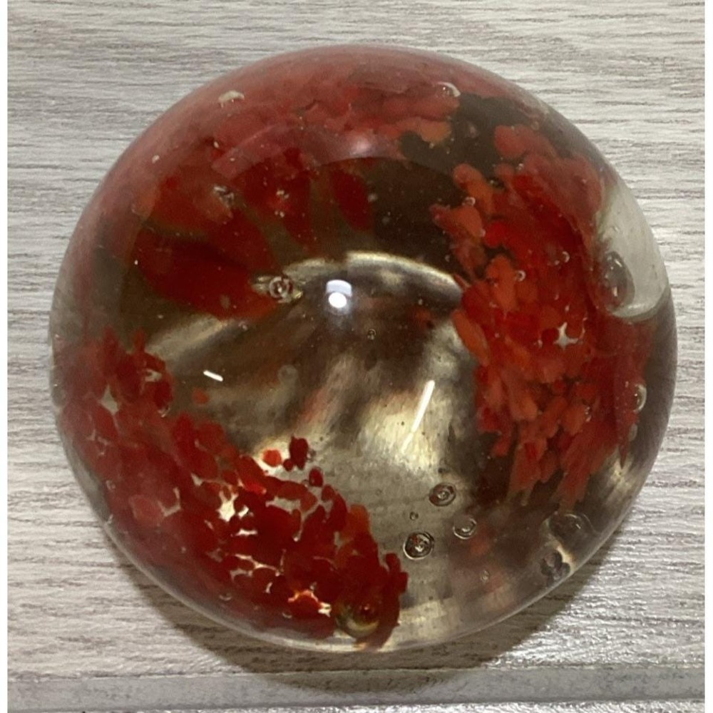 Art Deco Glass Paperweight 2.25x2" Red Cluster of Leaves on Tree Asymmetric
